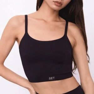 SET Active Black Cropped Ribbed Sports Bra